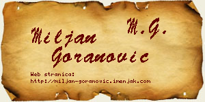 Miljan Goranović vizit kartica